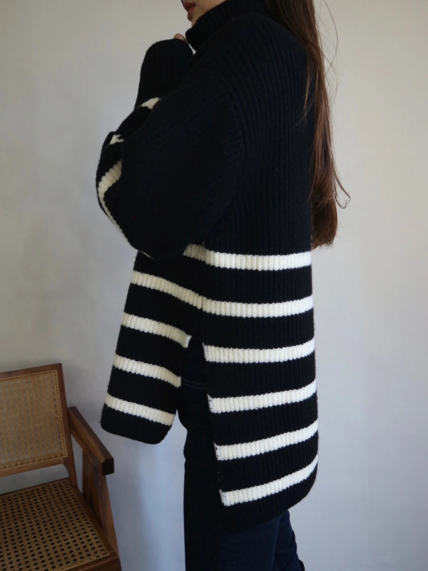 Harf Zip Border Knit Pullover TRUNC88 - ニット/セーター