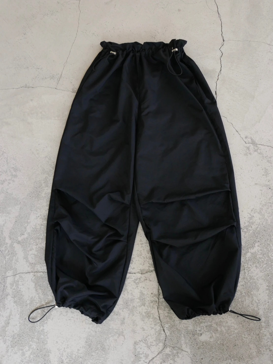 Countdown Black Classic Nylon Parachute Pants with Red Zippers