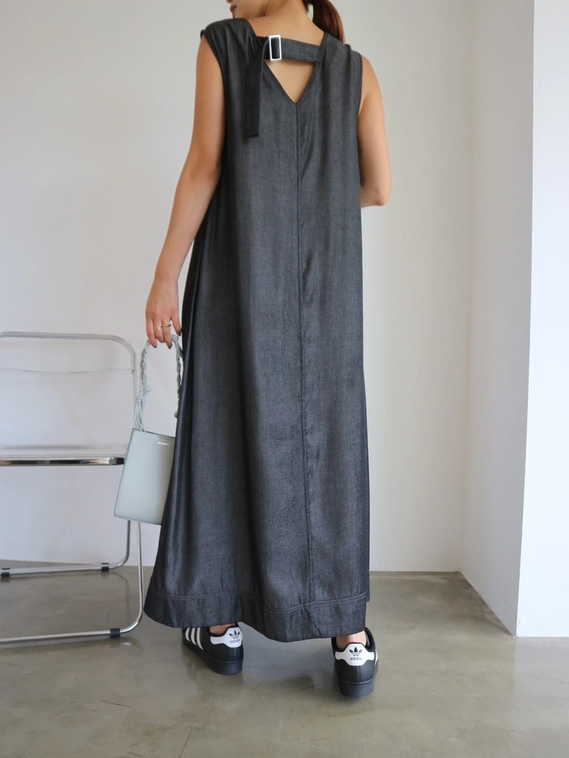 【直営・関税送料込】Tank dress Rayon Denim No Sleeve Dress / TRUNC 88（トランクエイティー