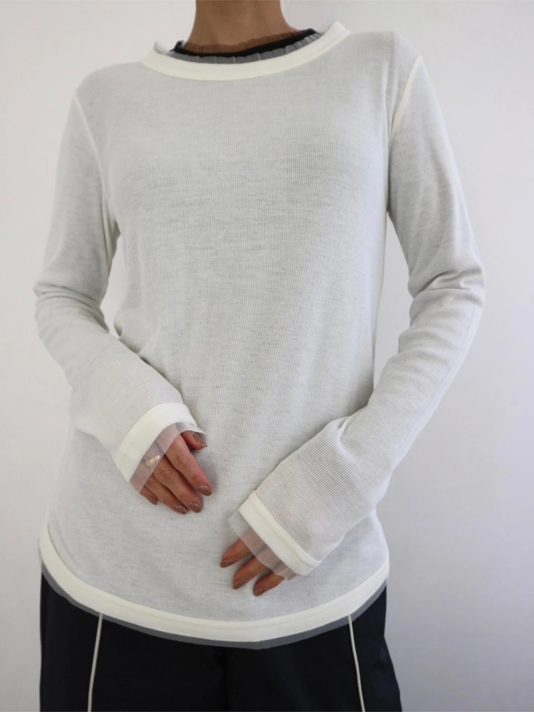 TRUNC 88(トランクエイティーエイト) |Tulle Rib Long Sleeve TEE