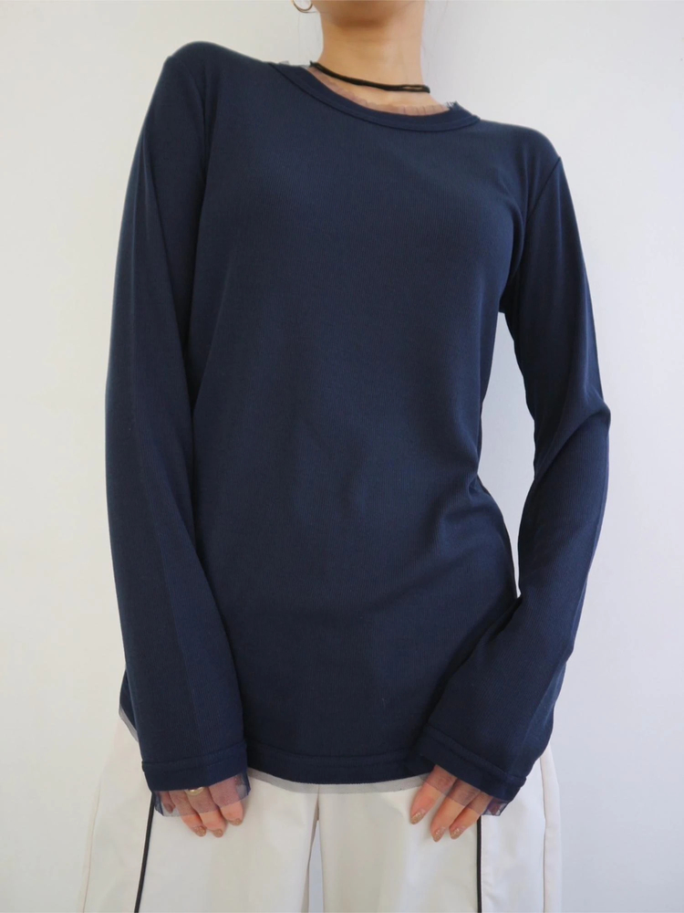 TRUNC 88(トランクエイティーエイト) |Tulle Rib Long Sleeve TEE