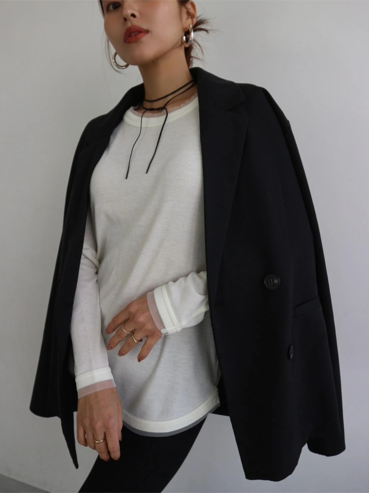 TRUNC 88(トランクエイティーエイト) |Tulle Rib Long Sleeve TEE