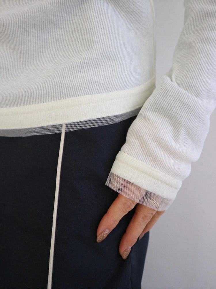 TRUNC 88(トランクエイティーエイト) |Tulle Rib Long Sleeve TEE