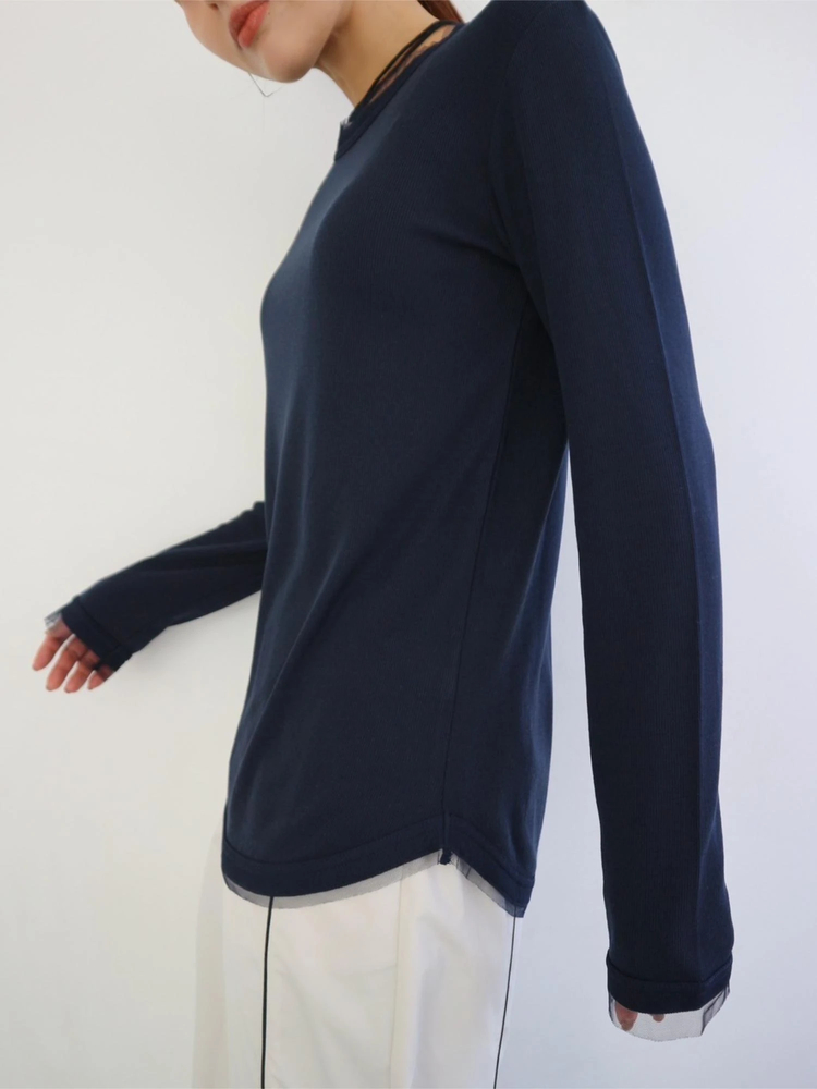 TRUNC 88(トランクエイティーエイト) |Tulle Rib Long Sleeve TEE