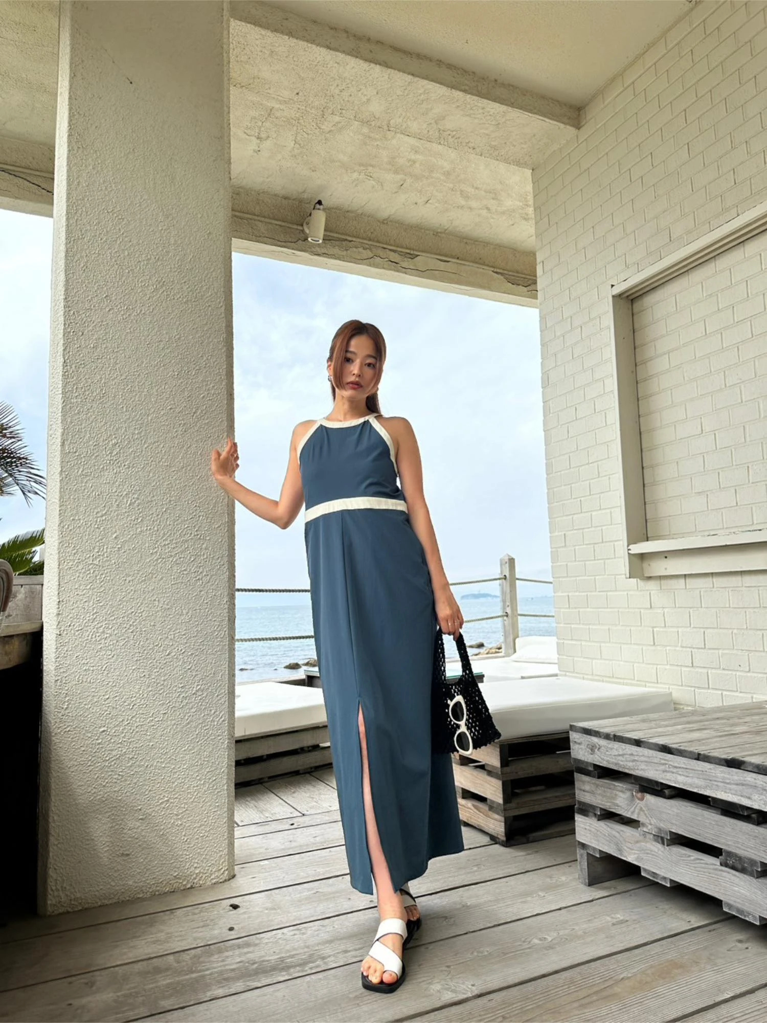 TRUNC88 Waterlike Side Open Dress ロングワンピ Waterlike Piping Dress / TRUNC 88（トランクエイティーエイト