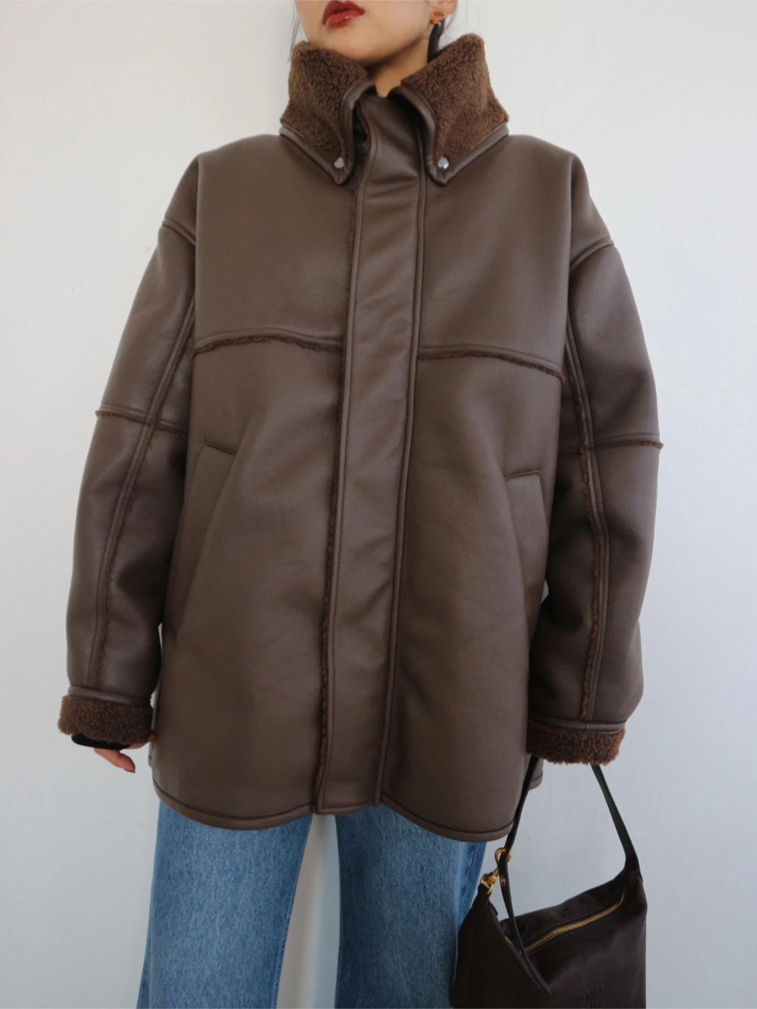 Boa Collar Faux Leather Blouson / TRUNC 88（トランクエイティー