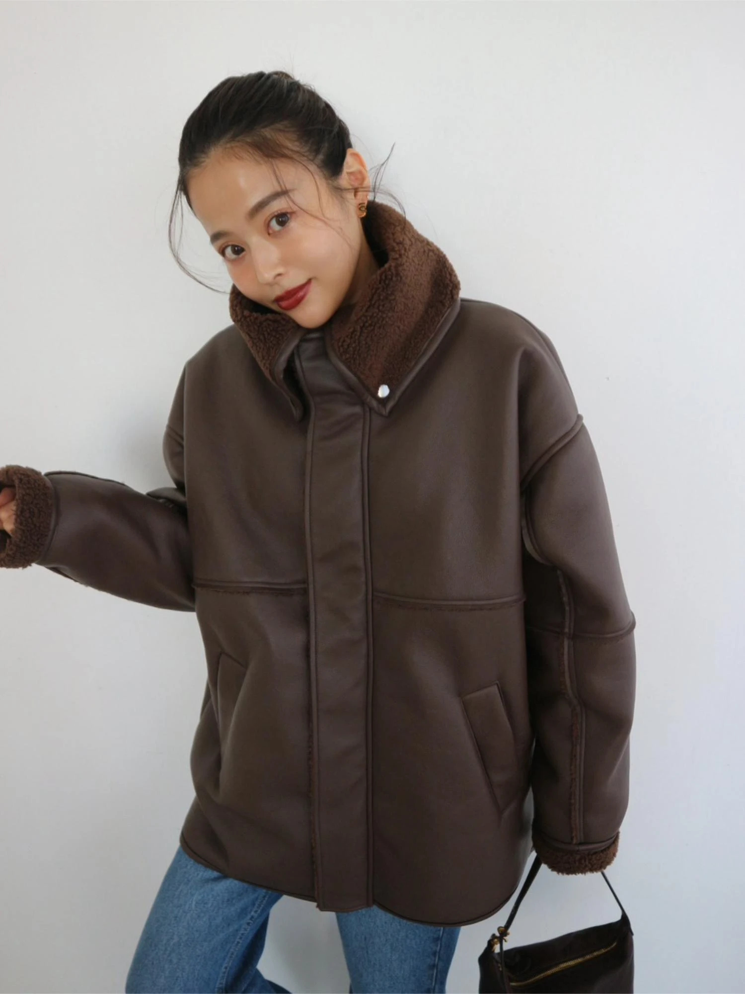 Boa Collar Faux Leather Blouson / TRUNC 88（トランクエイティー