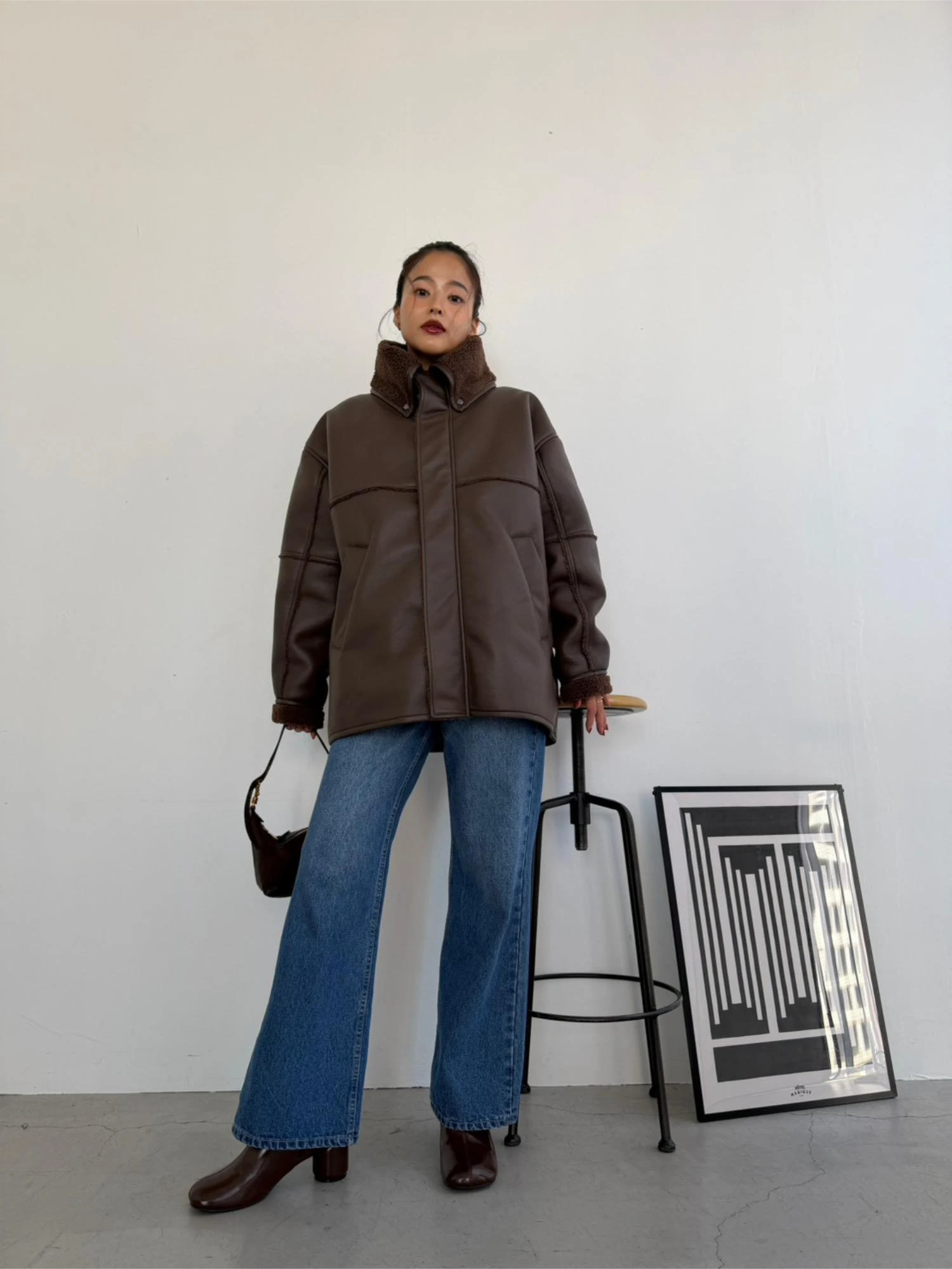 Boa Collar Faux Leather Blouson / TRUNC 88（トランクエイティー