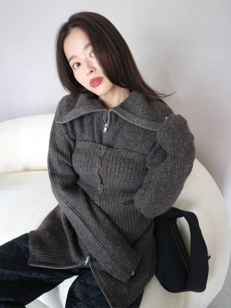 TRUNC 88(トランクエイティーエイト) |Zip Up Tunic Knit